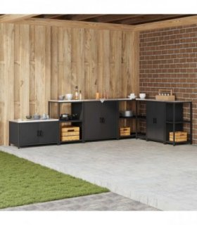 vidaXL Kitchen Storage HATTEM Black 90 x 50 x 53 cm Steel — Model: Kitchen storage cabinet
