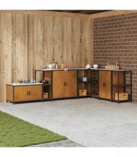 vidaXL Kitchen Storage HATTEM Rusty 30 x 50 x 92 cm Steel — Colour: Weathering steel, Model: Kitchen storage shelf