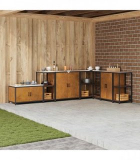 vidaXL Kitchen Storage HATTEM Rusty 40 x 50 x 92 cm Steel — Colour: Weathering steel, Model: Kitchen storage shelf