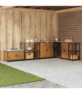 vidaXL Kitchen Storage HATTEM Rusty 90 x 50 x 92 cm Steel — Colour: Weathering steel, Model: Kitchen storage shelf