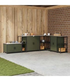 vidaXL Kitchen Storage HATTEM Olive Green 30 x 50 x 92 cm Steel — Model: Kitchen storage shelf