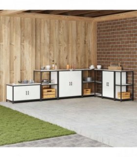 vidaXL Kitchen Storage HATTEM White 90 x 50 x 92 cm Steel — Model: Kitchen storage cabinet