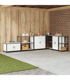 vidaXL Kitchen Storage HATTEM White 90 x 50 x 92 cm Steel — Model: Kitchen storage shelf