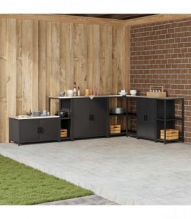 vidaXL Kitchen Storage HATTEM Black 30 x 50 x 92 cm Steel — Model: Kitchen storage shelf