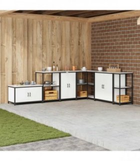 vidaXL Kitchen Storage HATTEM White 60 x 50 x 92 cm Steel — Model: Kitchen storage cabinet
