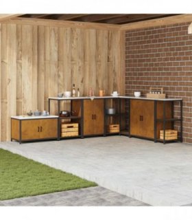 vidaXL Kitchen Storage HATTEM Rusty 60 x 50 x 92 cm Steel — Colour: Weathering steel, Model: Kitchen storage cabinet