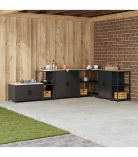 vidaXL Kitchen Storage HATTEM Black 40 x 50 x 92 cm Steel — Model: Kitchen storage shelf