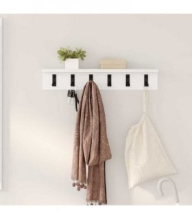vidaXL Wall-Mounted Coat Rack Wall-mounted White 60 x 10.5 x 10.5 cm