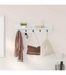 vidaXL Wall-Mounted Coat Rack White 80 x 10.5 x 18 cm Engineered wood