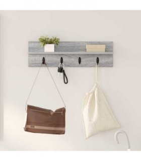 vidaXL Wall-Mounted Coat Rack Grey Sonoma 60 x 10.5 x 18 cm