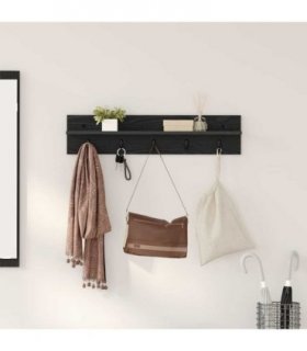 vidaXL Wall-Mounted Coat Rack Wall-mounted Black Oak 80 x 10.5 x 18 cm