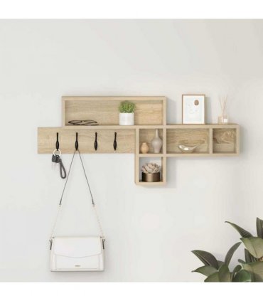 vidaXL Wall-Mounted Coat Rack with Shelf Sonoma Oak 100 x 12 x 43.5 cm