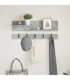 vidaXL Wall-Mounted Coat Rack with Shelf Concrete Grey 90 x 15 x 36 cm