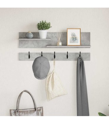 vidaXL Wall-Mounted Coat Rack with Shelf Concrete Grey 90 x 15 x 36 cm