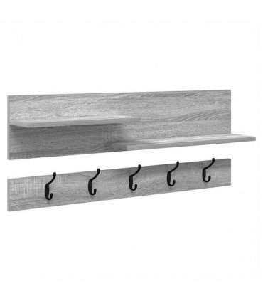 vidaXL Wall-Mounted Coat Rack with Shelf Grey Sonoma 90 x 15 x 36 cm