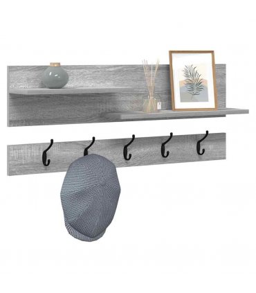 vidaXL Wall-Mounted Coat Rack with Shelf Grey Sonoma 90 x 15 x 36 cm