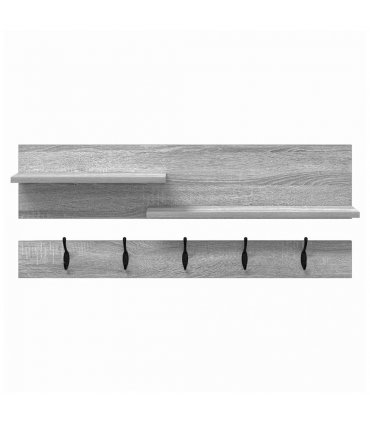 vidaXL Wall-Mounted Coat Rack with Shelf Grey Sonoma 90 x 15 x 36 cm