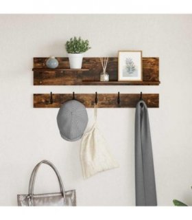 vidaXL Wall-Mounted Coat Rack with Shelf Smoked Oak 90 x 15 x 36 cm