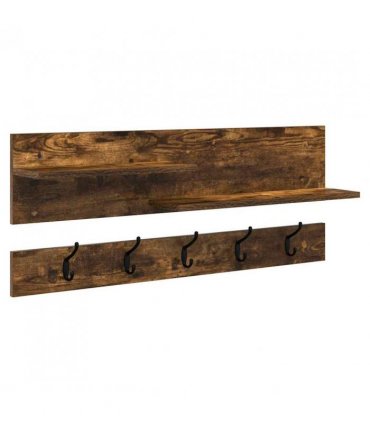 vidaXL Wall-Mounted Coat Rack with Shelf Smoked Oak 90 x 15 x 36 cm
