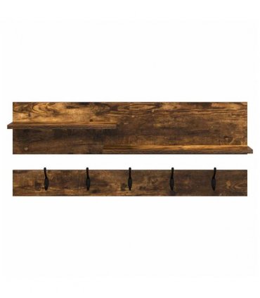 vidaXL Wall-Mounted Coat Rack with Shelf Smoked Oak 90 x 15 x 36 cm