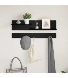 vidaXL Wall-Mounted Coat Rack with Shelf Black Oak 90 x 15 x 36 cm