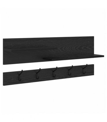 vidaXL Wall-Mounted Coat Rack with Shelf Black Oak 90 x 15 x 36 cm