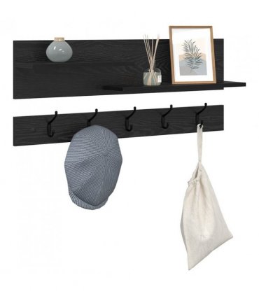 vidaXL Wall-Mounted Coat Rack with Shelf Black Oak 90 x 15 x 36 cm