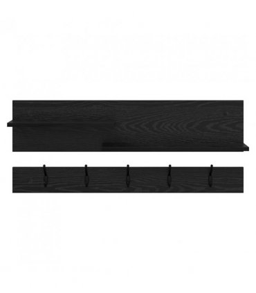 vidaXL Wall-Mounted Coat Rack with Shelf Black Oak 90 x 15 x 36 cm