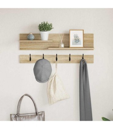 vidaXL Wall-Mounted Coat Rack with Shelf Sonoma Oak 90 x 15 x 36 cm