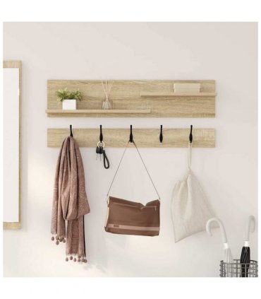 vidaXL Wall-Mounted Coat Rack with Shelf Sonoma Oak 90 x 15 x 36 cm