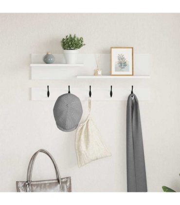 vidaXL Wall-Mounted Coat Rack White 90 x 15 x 36 cm Engineered wood