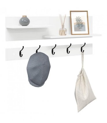 vidaXL Wall-Mounted Coat Rack White 90 x 15 x 36 cm Engineered wood