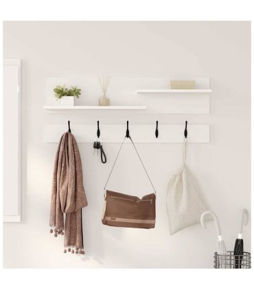 vidaXL Wall-Mounted Coat Rack White 90 x 15 x 36 cm Engineered wood