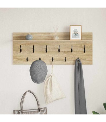 vidaXL Wall-Mounted Coat Rack with Shelf Sonoma Oak 100 x 40 x 12 cm