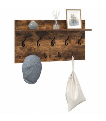 vidaXL Wall-Mounted Coat Rack with Shelf Smoked Oak 80 x 40 x 12 cm
