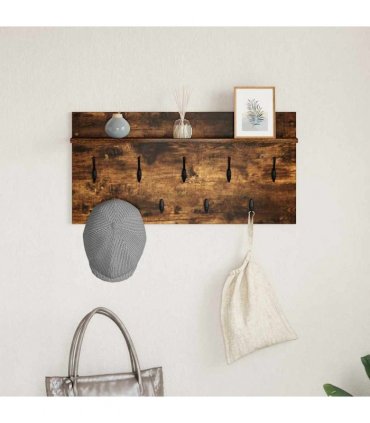 vidaXL Wall-Mounted Coat Rack with Shelf Smoked Oak 80 x 40 x 12 cm