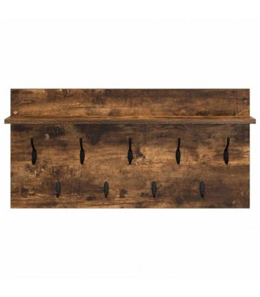 vidaXL Wall-Mounted Coat Rack with Shelf Smoked Oak 80 x 40 x 12 cm