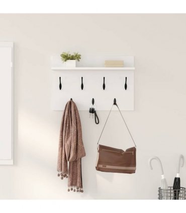vidaXL Wall-Mounted Coat Rack White 60 x 40 x 12 cm Engineered wood