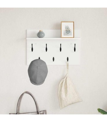 vidaXL Wall-Mounted Coat Rack White 60 x 40 x 12 cm Engineered wood