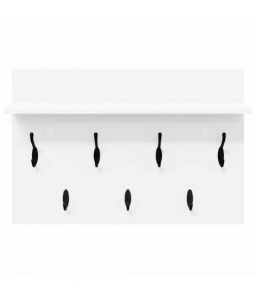 vidaXL Wall-Mounted Coat Rack White 60 x 40 x 12 cm Engineered wood