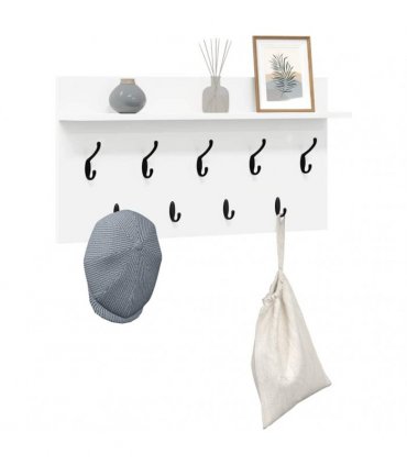 vidaXL Wall-Mounted Coat Rack White 80 x 40 x 12 cm Engineered wood