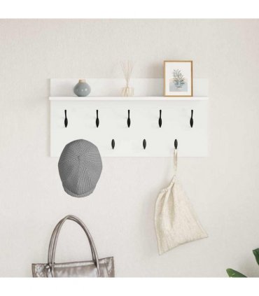 vidaXL Wall-Mounted Coat Rack White 80 x 40 x 12 cm Engineered wood