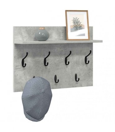 vidaXL Wall-Mounted Coat Rack with Shelf Concrete Grey 60 x 40 x 12 cm