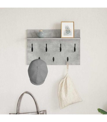 vidaXL Wall-Mounted Coat Rack with Shelf Concrete Grey 60 x 40 x 12 cm