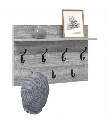 vidaXL Wall-Mounted Coat Rack with Shelf Grey Sonoma 60 x 40 x 12 cm
