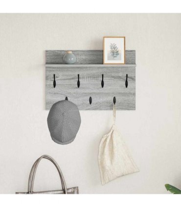 vidaXL Wall-Mounted Coat Rack with Shelf Grey Sonoma 60 x 40 x 12 cm