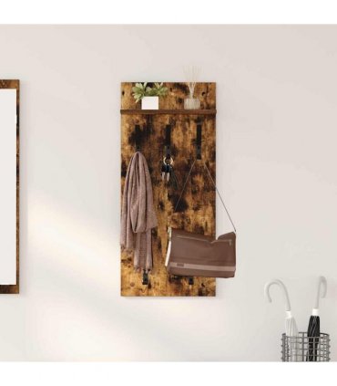 vidaXL Wall-Mounted Coat Rack with Shelf Smoked Oak 40 x 10 x 90 cm