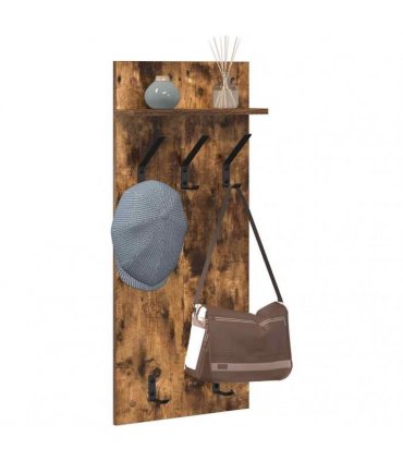 vidaXL Wall-Mounted Coat Rack with Shelf Smoked Oak 40 x 10 x 90 cm