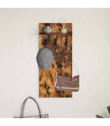 vidaXL Wall-Mounted Coat Rack with Shelf Smoked Oak 40 x 10 x 90 cm