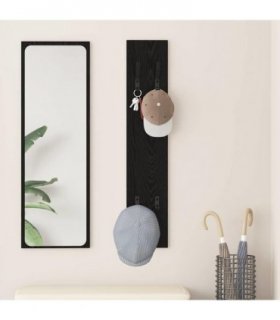 vidaXL Wall-Mounted Coat Rack Wall-mounted Black Oak 20 x 1.5 x 100 cm